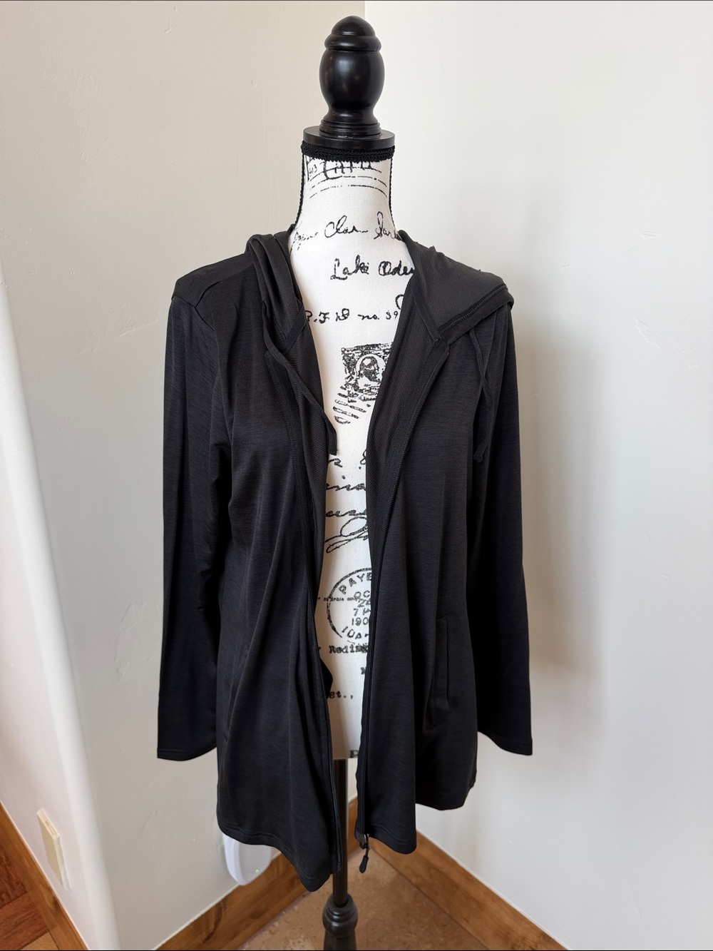 32 Degrees Black Hooded Open-Front Cardigan